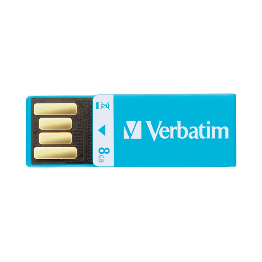 Verbatim 43934 Clip-It 8GB USB Flash Drive Blue Clip Design Image 1