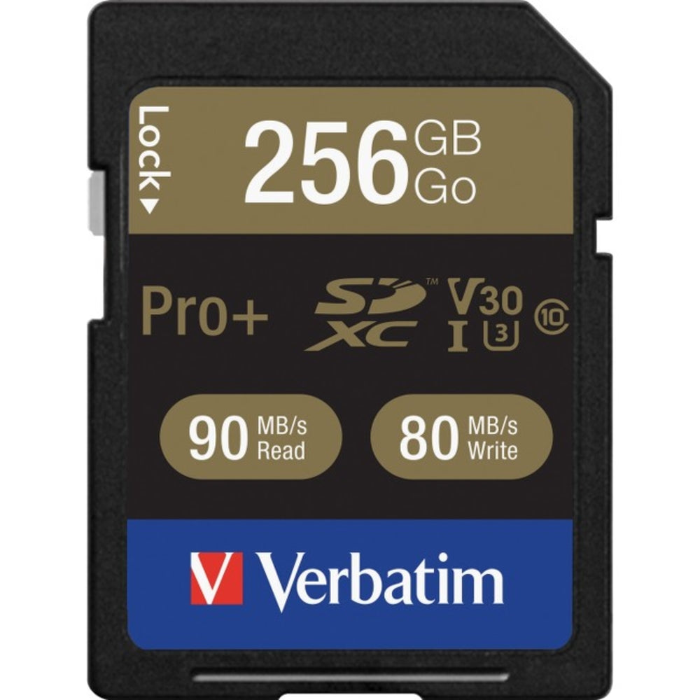 Verbatim Americas LLC 99141 256GB ProPlus 600X SDXC Memory Card UHS-1 U3 Class Image 1