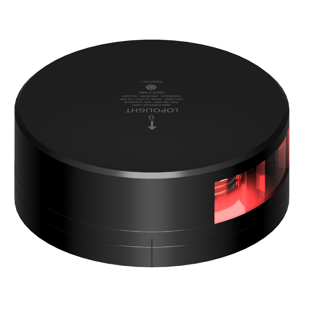 Lopolight 301-009-Fb-B Red Port Light Black Housing 2NM with FB Base Image 1