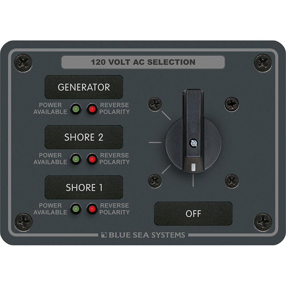 Blue Sea Systems 30A 3-Position 2-Pole AC Rotary Switch Panel 8366 Image 1