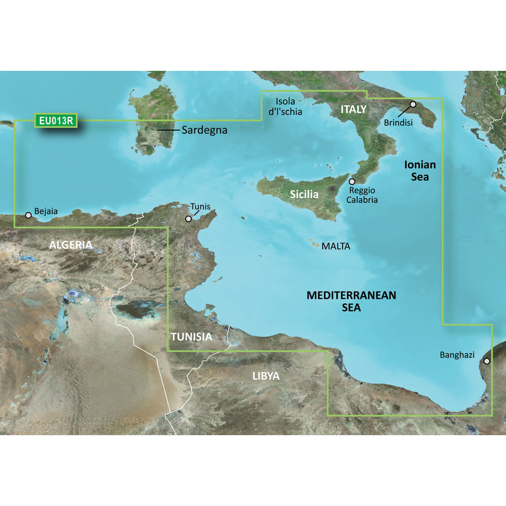 Garmin Bluechart G3 HD HXE013R - Italy Southwest & Tunisia Map - 010-C0771-20 Image 1