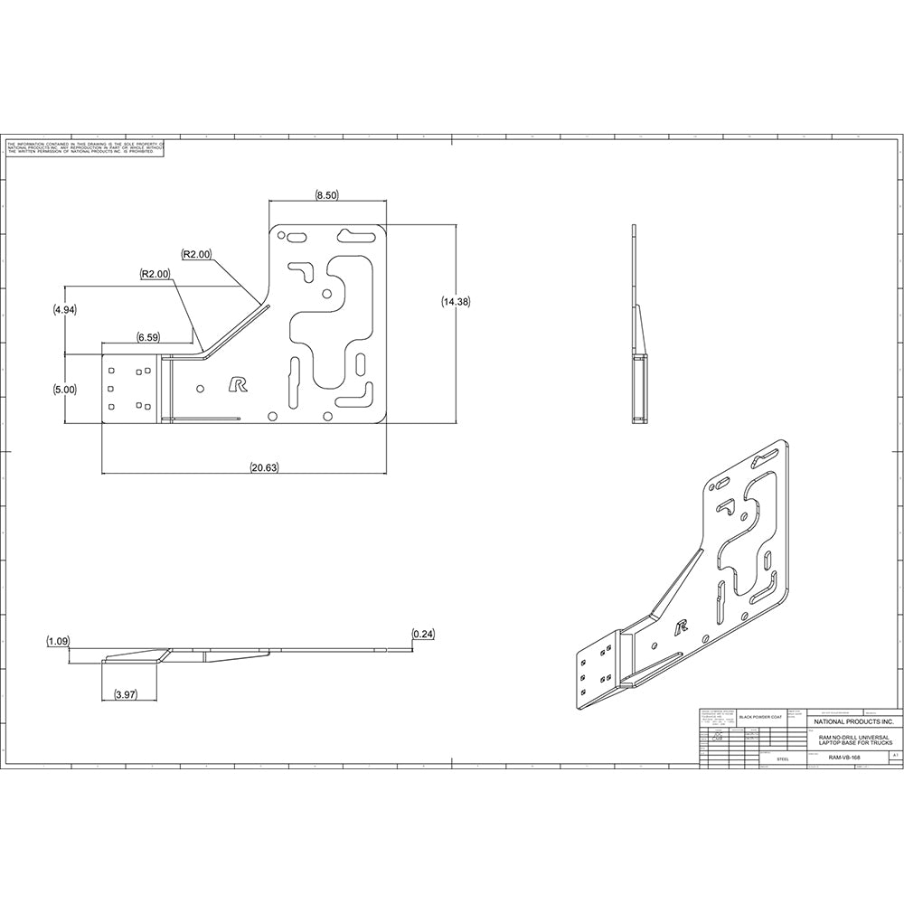 Ram Mounting Systems Ram-Vb-168 Mount No Drill Vehicle Base Semi Trucks