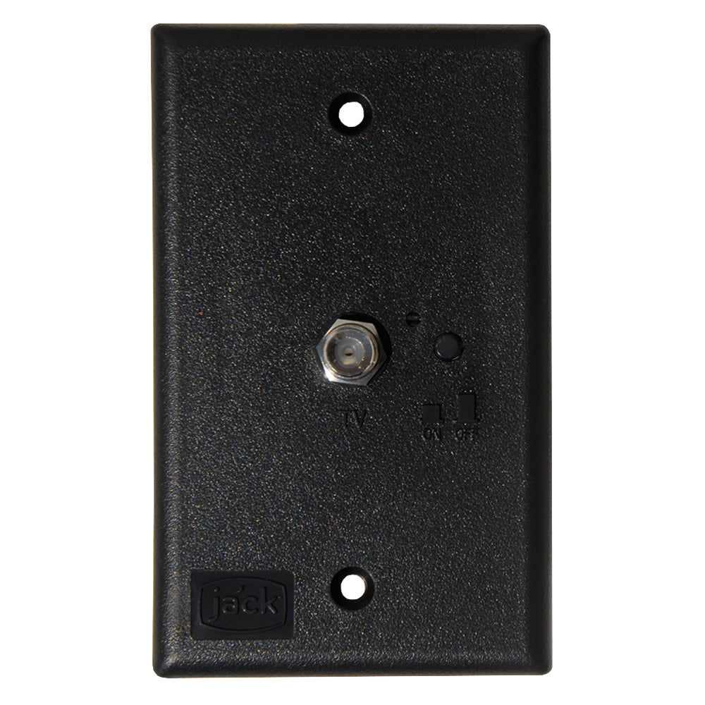 King Pb1001 Jack Tv Antenna Power Injector Switch Plate Black Image 1