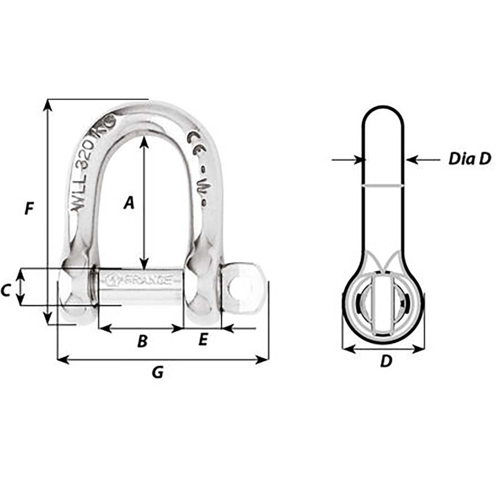 Wichard Marine 4mm Self-Locking D Shackle - 5/32" Diameter (01201)