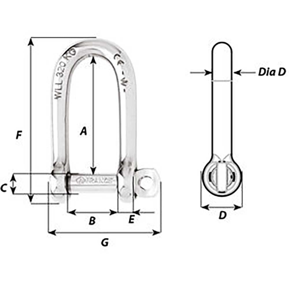 Wichard 01212 Marine Self-Locking Long D Shackle 5mm 3/16"