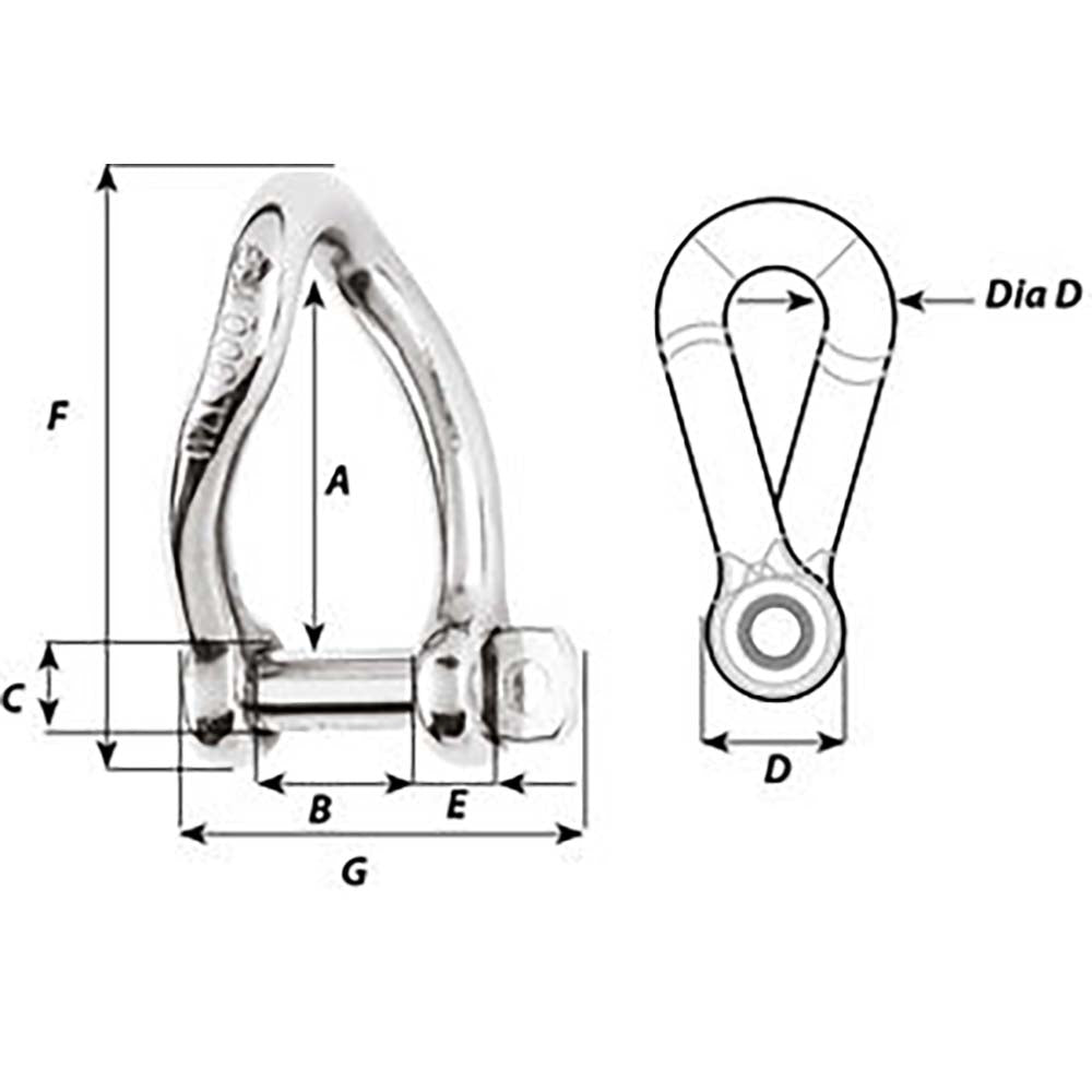 Wichard Marine 5mm Self-Locking Twisted Shackle - 3/16" Diameter