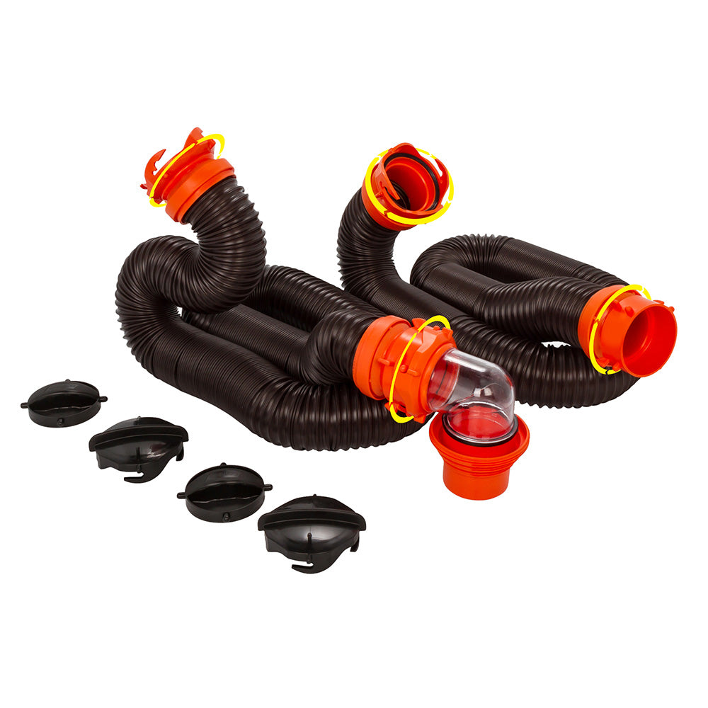 Camco 39741 Rhinoflex 20' Sewer Hose Kit 4 In 1 Elbow Caps Image 1