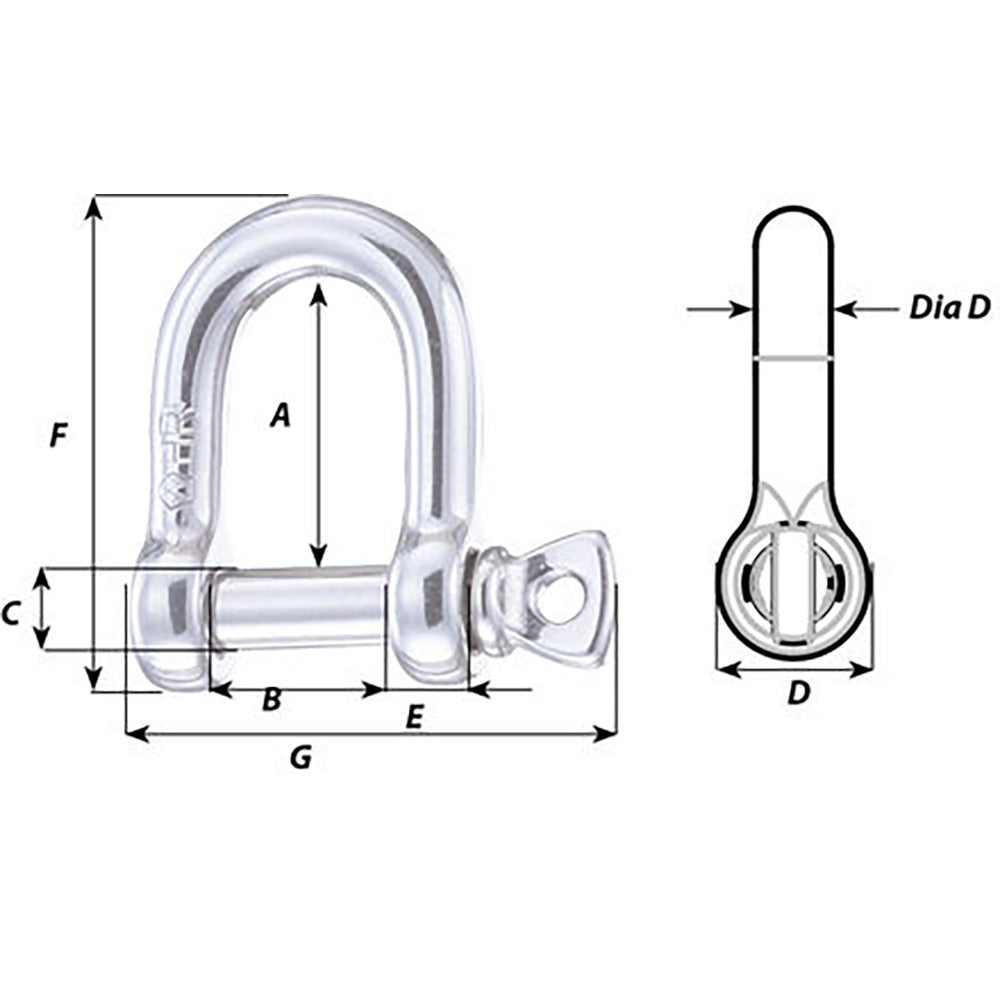 Wichard Marine 11204 Hr D Shackle Diameter 15/64""