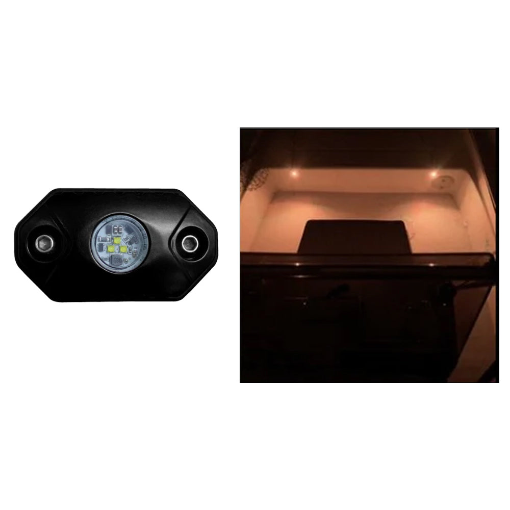 Black Oak LED Amber Rock Light - RL-A Accent Lighting with Oak Housing Image 1