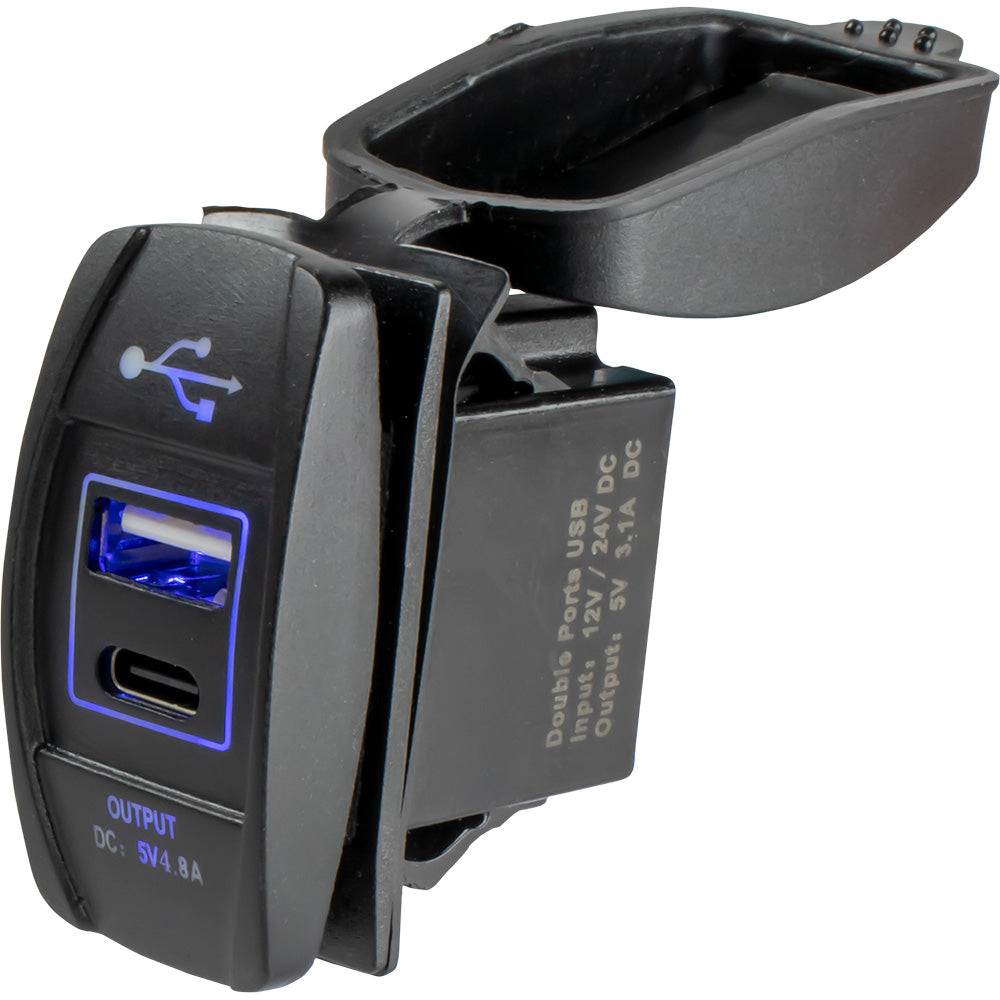 Sea-Dog USB and USB-C Rocker Switch Power Socket (426521-1) Image 1