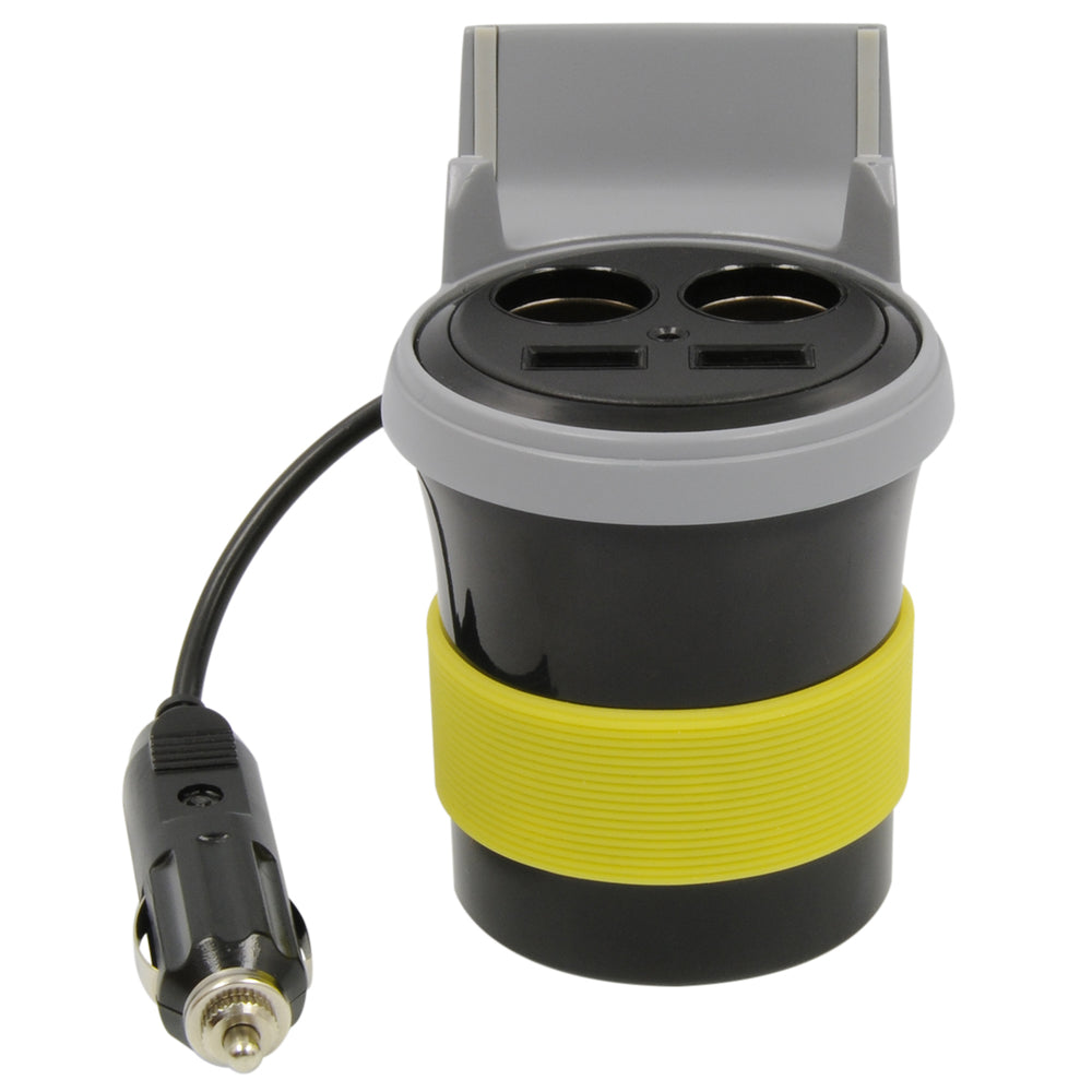 Wilson Antennas 305POWERCUP 12V Double Power Outlet Usb Phone Cup Holder Image 1