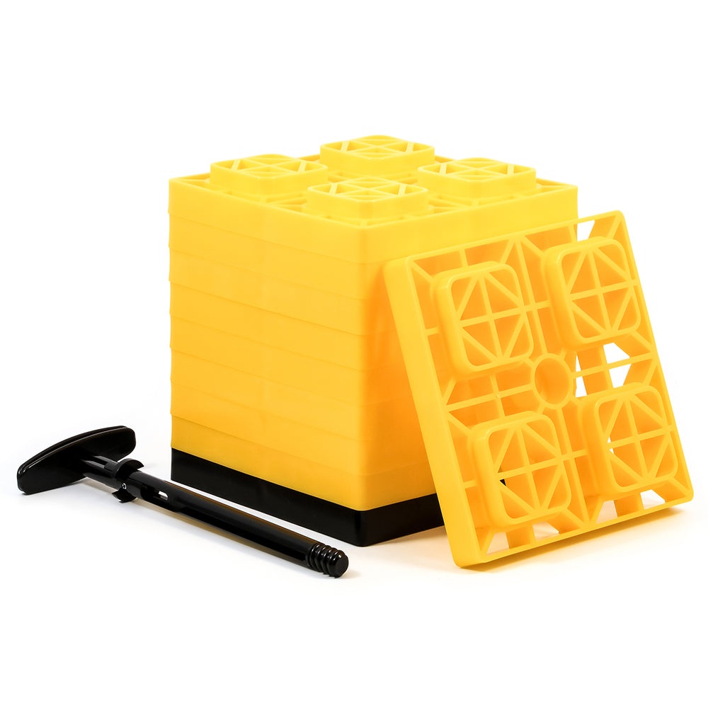 Camco 44512 Fasten Leveling Blocks T-Handle 2X2 Yellow *10-Pack Image 1