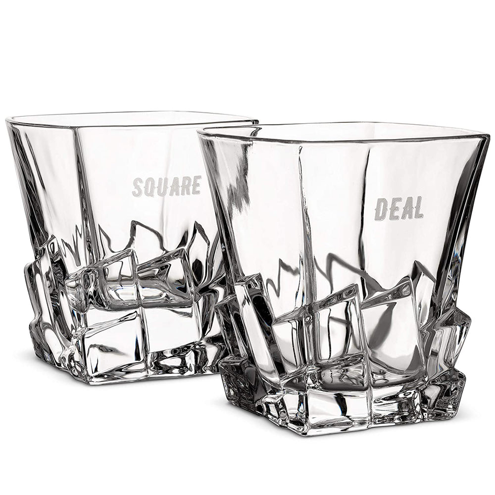 Deal Partners LLC DDFUNA 11oz Whisky Glasses Set with 3D Cubed Ridges Image 1