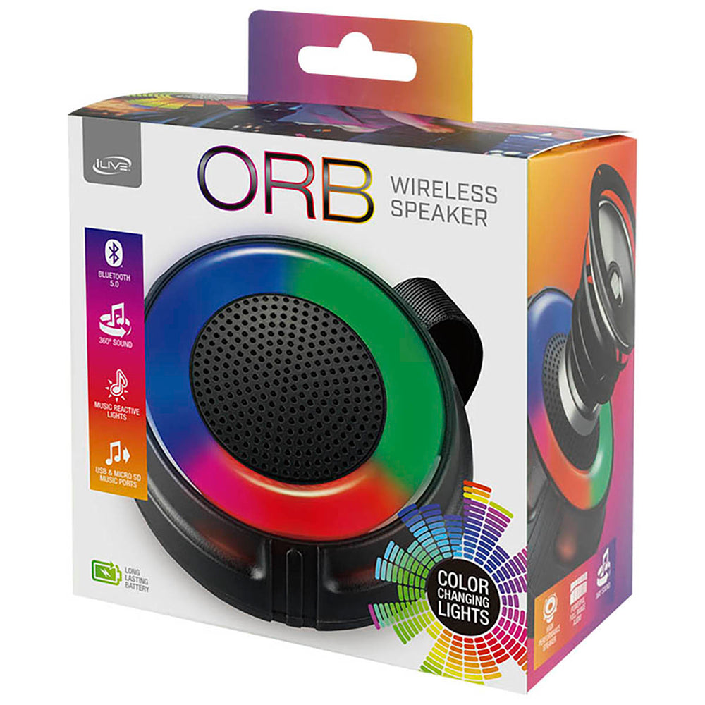 Ilive ISB13B Orb Wireless Speaker with Color Changing Lights