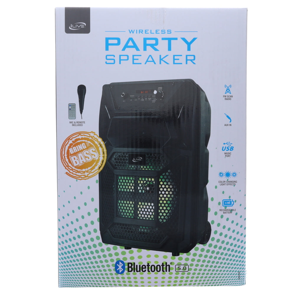 ILive ISB352B Wireless Tailgate Speaker with Bluetooth 5.0 and 8 inch Woofer