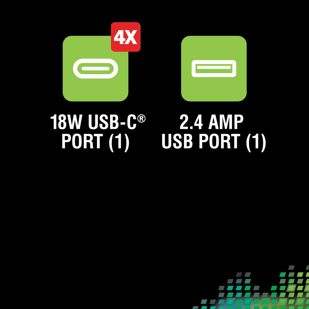 ROVE RV01301 Rv01201 Usb-A Usb-C Car Charger Dc Adapter Phone 18W Dual Port