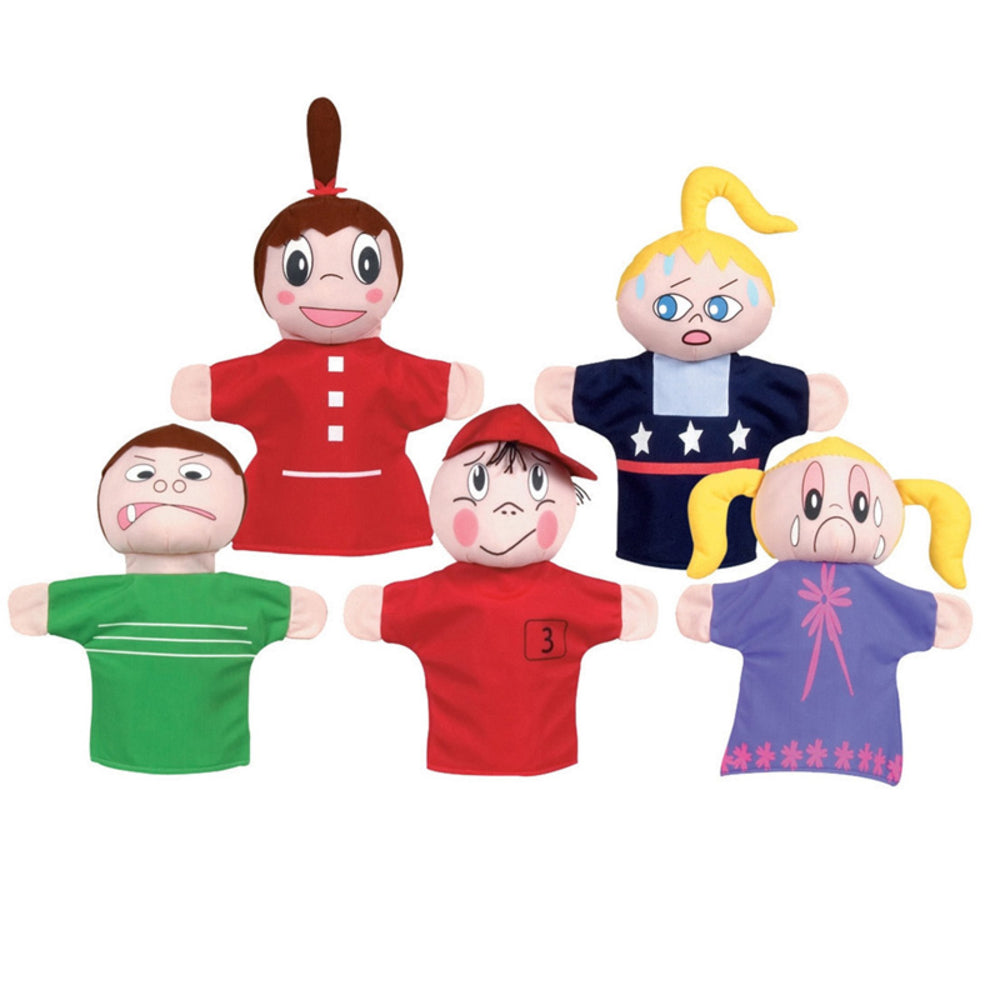 GET READY KIDS MTB420 How Am I Feeling Hand Puppet Set Caucasian Pack Of 5 Image 1