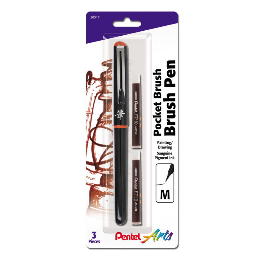 Pentel PTAGFKP3BPSG Brush Pen with Sanguine Refills Image 1