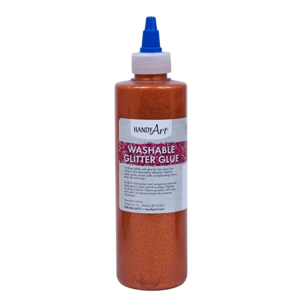 Rock Paint RPC146015 Washable Glitter Glue 8 Oz. Orange Image 1