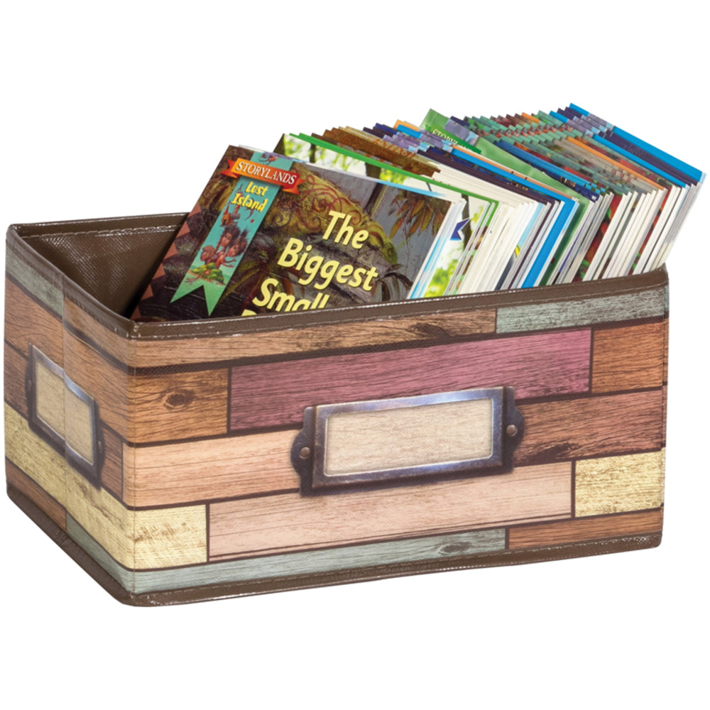 Teacher Created Resources TCR20913 Small Storage Bin - Reclaimed Wood, Write-On/Wipe-Off Surface Image 1