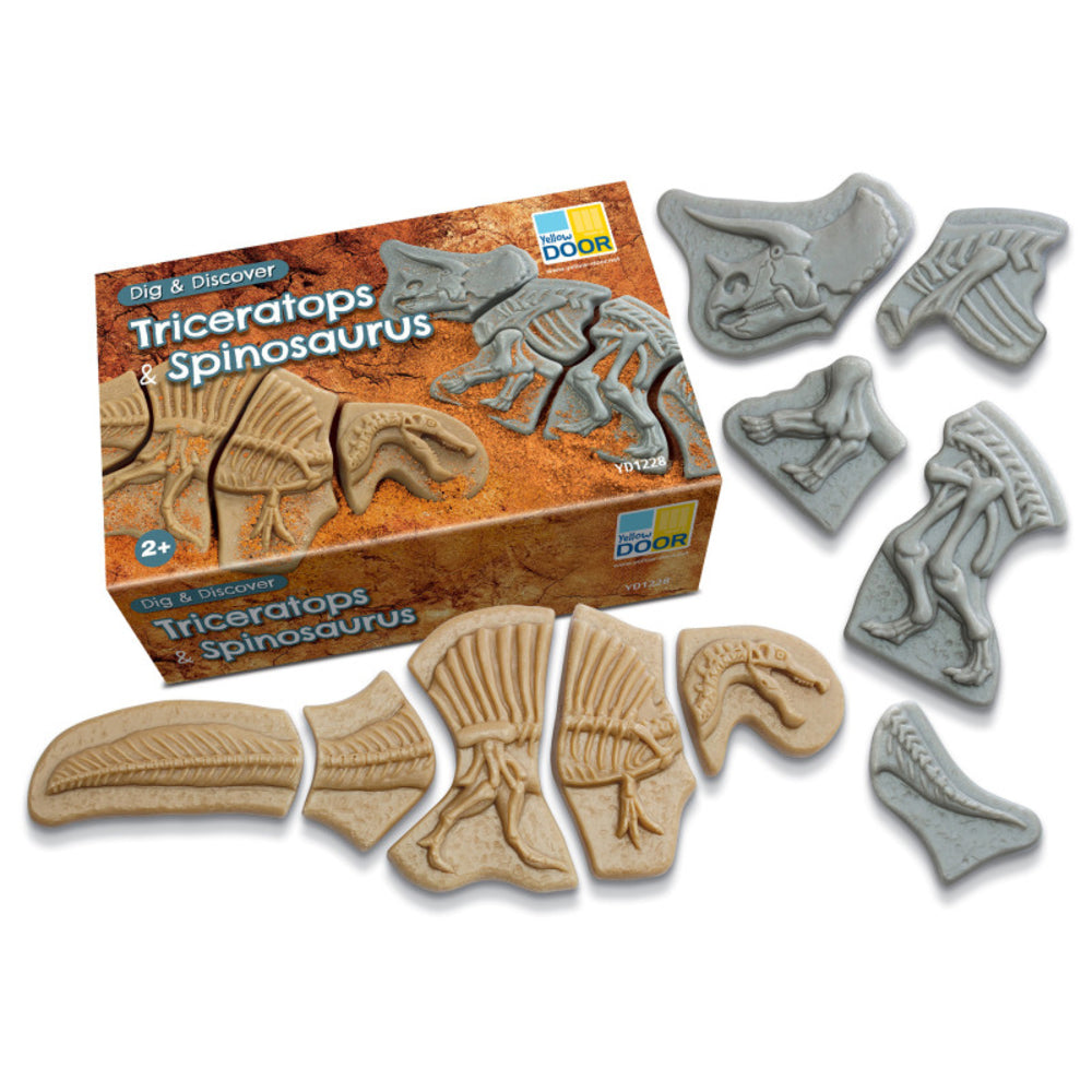 Yellow Door US LLC YUS1228 Dinosaur Skeleton Puzzles Triceratops and Spinosaurus Image 1