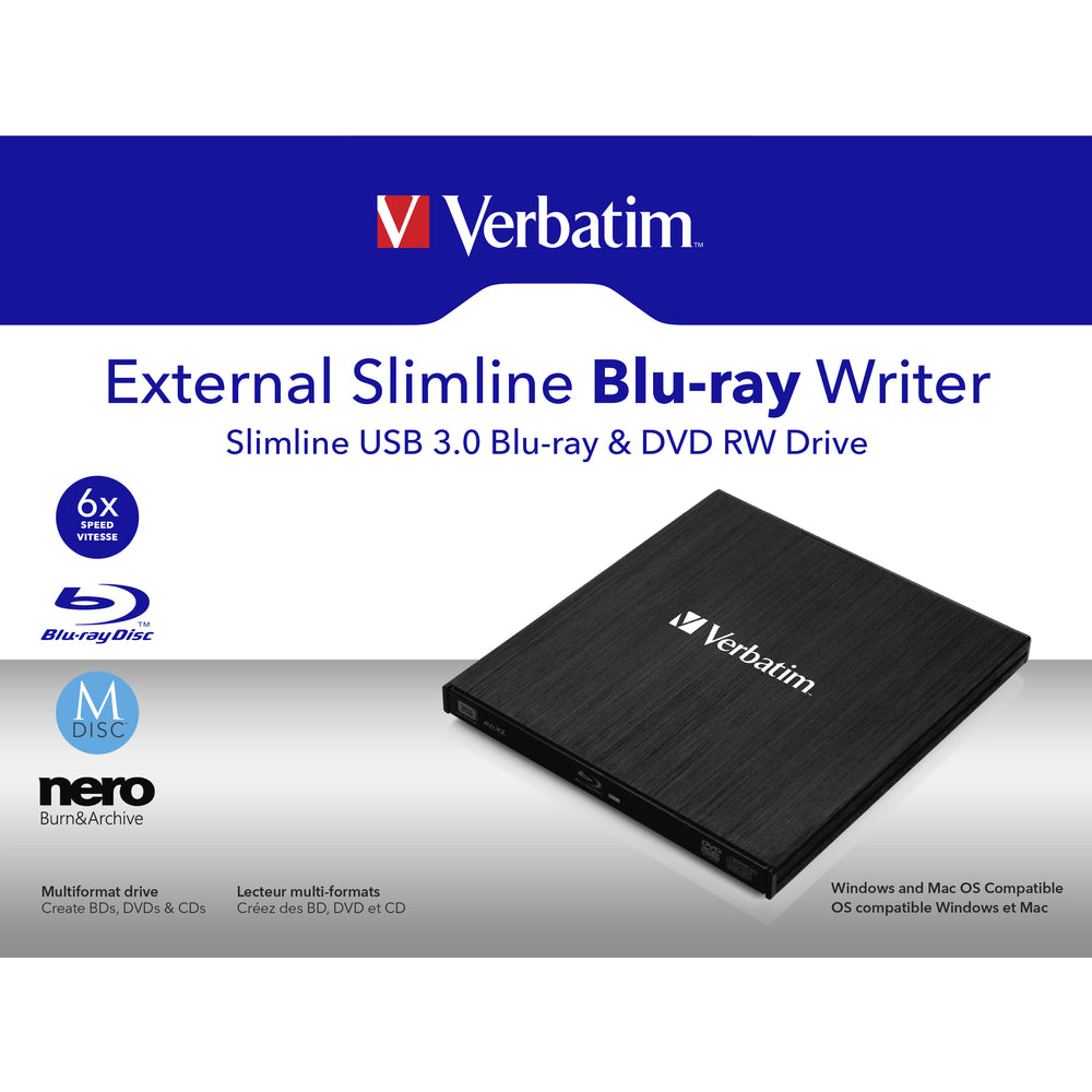 Verbatim Americas LLC 43890 External Slimline Blu-ray Writer