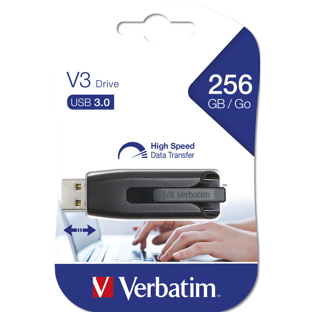 Verbatim Corporation 49168 256Gb V3 Usb 3.0 Flash Drive Store N Go Black And