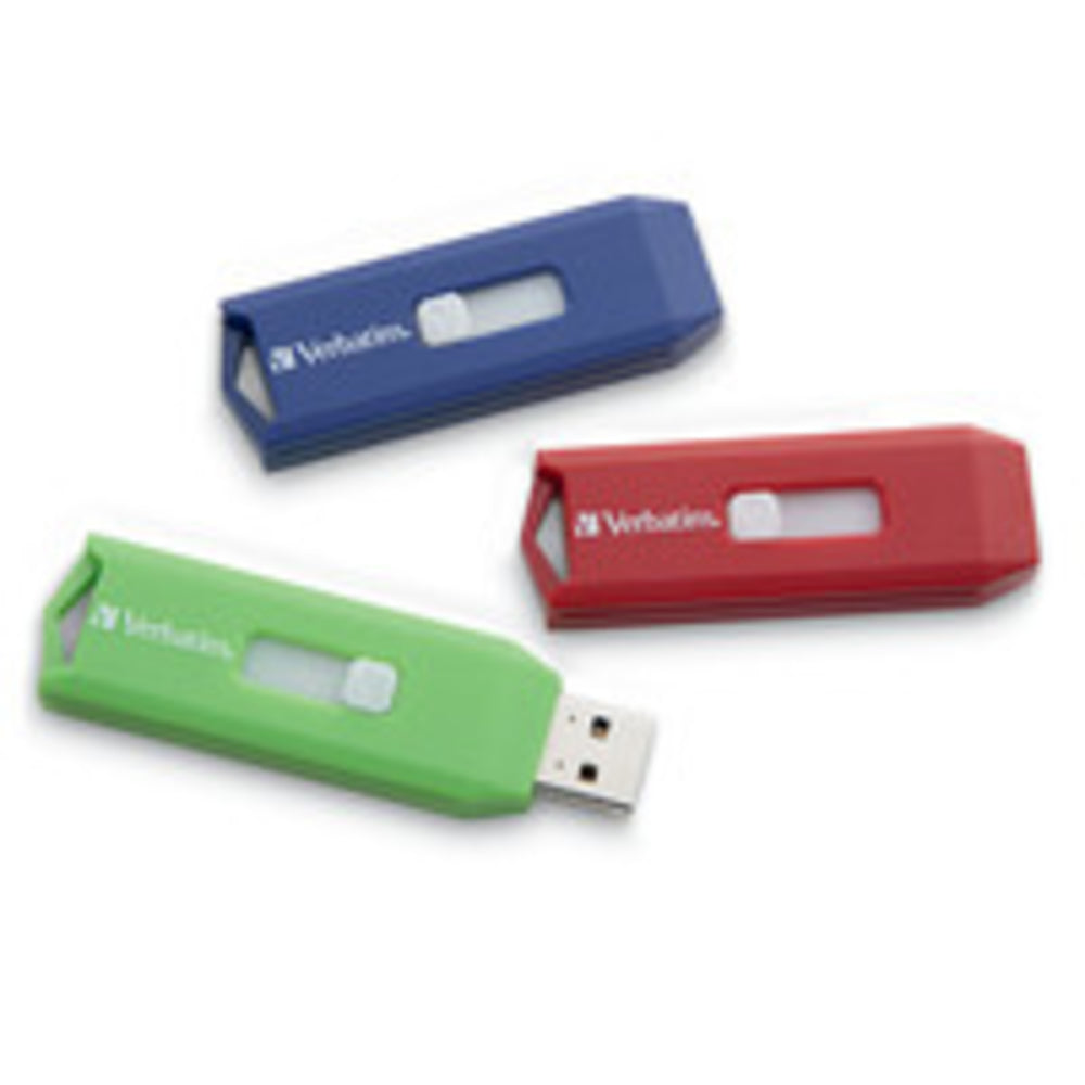 Verbatim Corporation 97002 3Pk 4Gb Flash Drive Usb 2.0 Store N Go Red Green