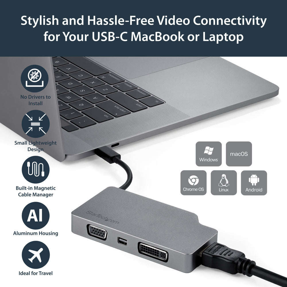 Startech CDPVDHDMDPSG USB-C Adapter VGA DVI HDMI MDP