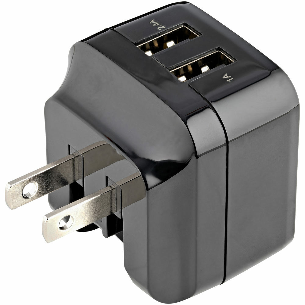 Startech.Com Usb2Pacubk 2 Port Usb Wall Charger 17W Hub 2.4A 1A Port Dual Usb- Image 1