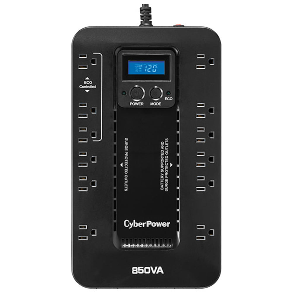 Cyberpower Ec850Lcd 850Va Ups 120V Standby Ecologic Eco Lcd 12 Out 5-15R Rj11