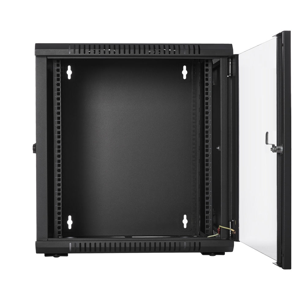 V7 Racks Rmwc12Ug450-1N 12U Rack Wall Mount Enclosure Locking Glass Doors 450Mm