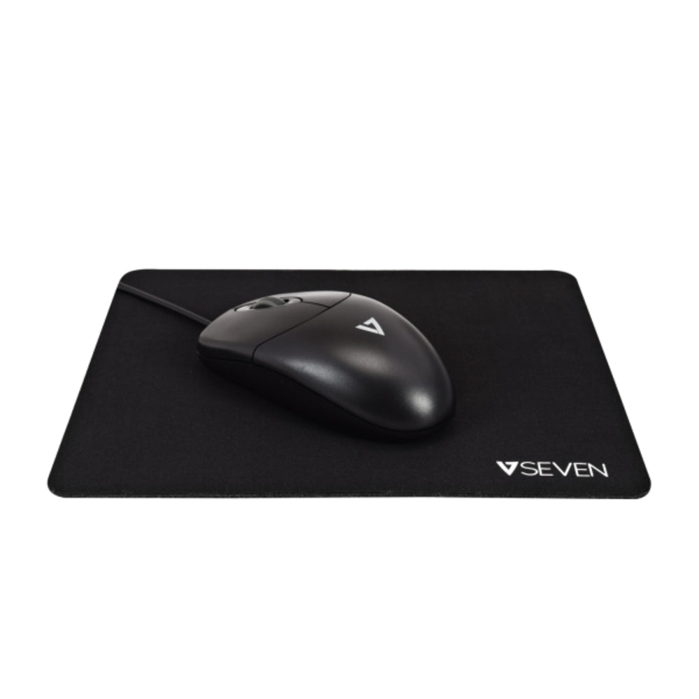 V7 MP02BLK Antimicrobial Mouse Pad - Black, 9x7in (220x180mm)