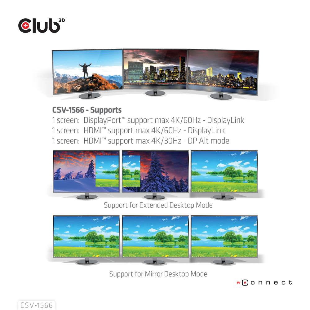 Club 3D Csv-1566 Triple Display 120W Usbc/A Dock 2X Usb-C 4X Usb-A Smart Chrg