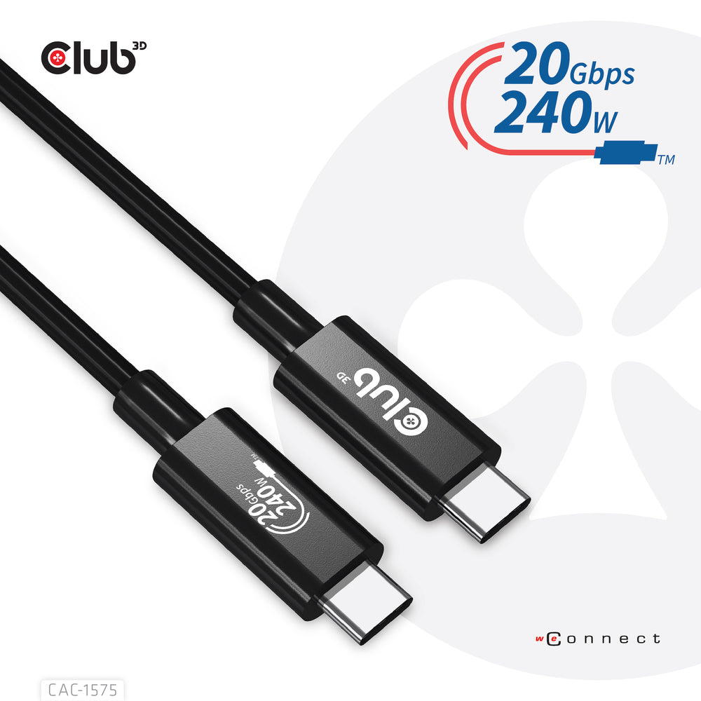 Club 3D CAC-1575 USB4 Gen2x2 Type-C 240W 20Gbps 2M Bi-Directional Cable