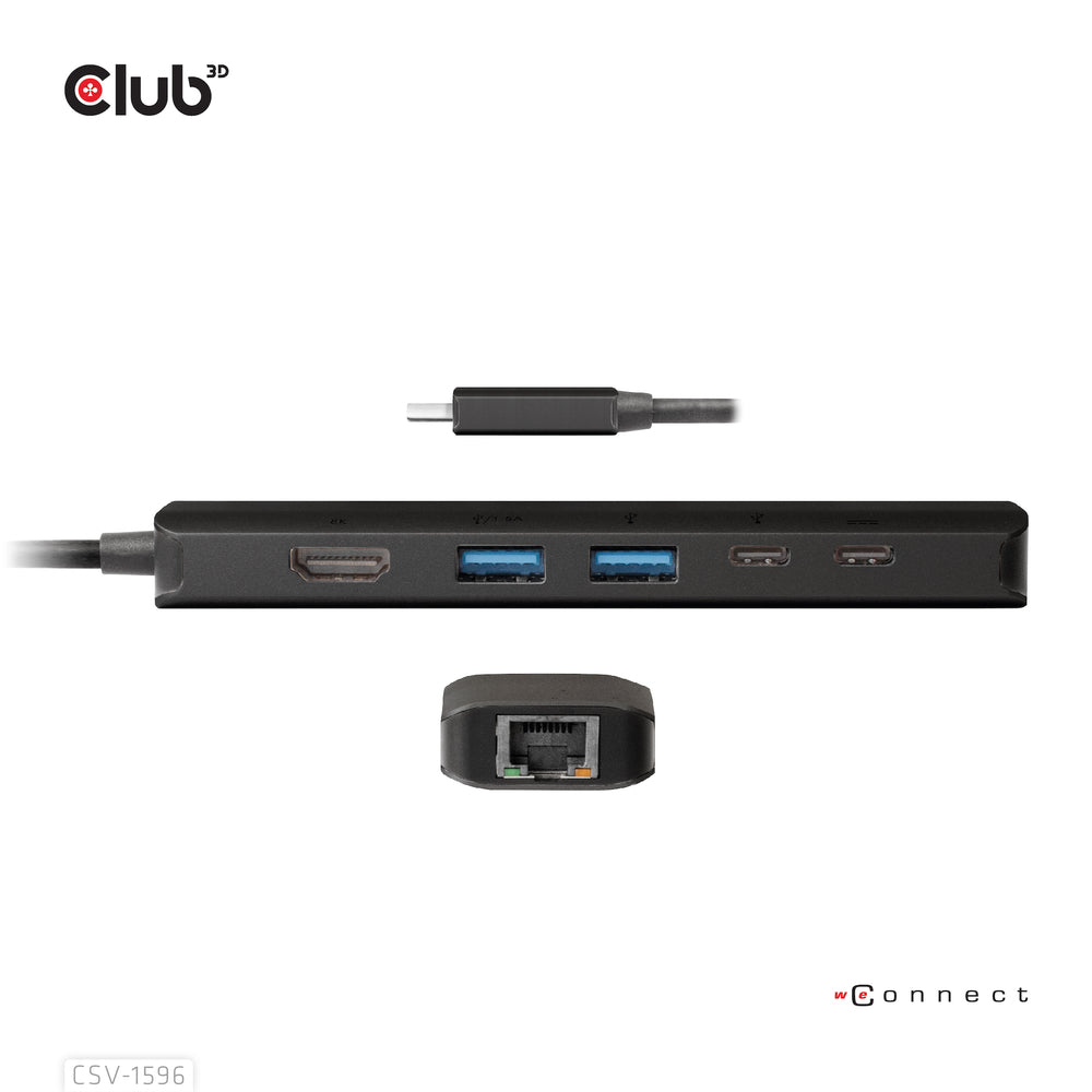 Club 3D Csv-1596 USB-C 6-in-1 Hub HDMI 8K30Hz 4K120Hz RJ45 100W