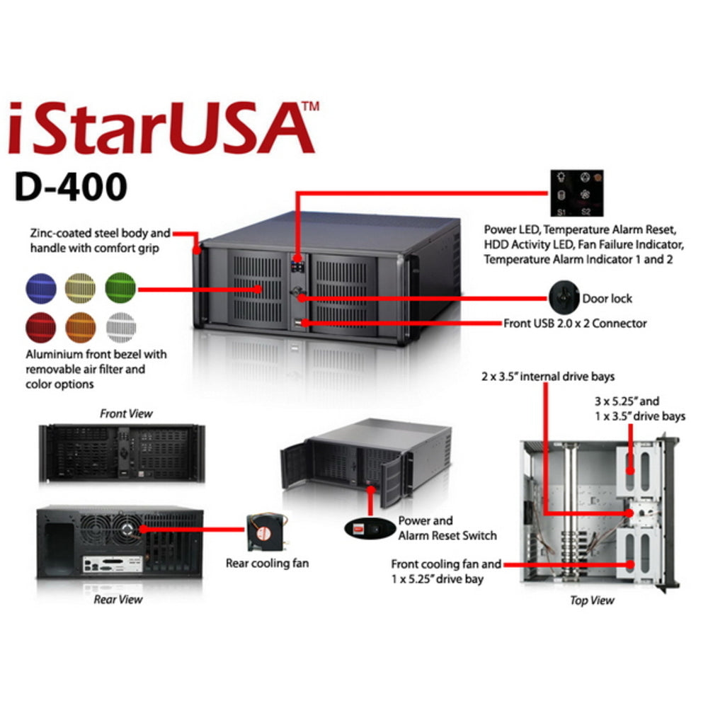 iStarUSA D-400 Rack Mount 4U No Ps 4 1 2 Door Brown Box