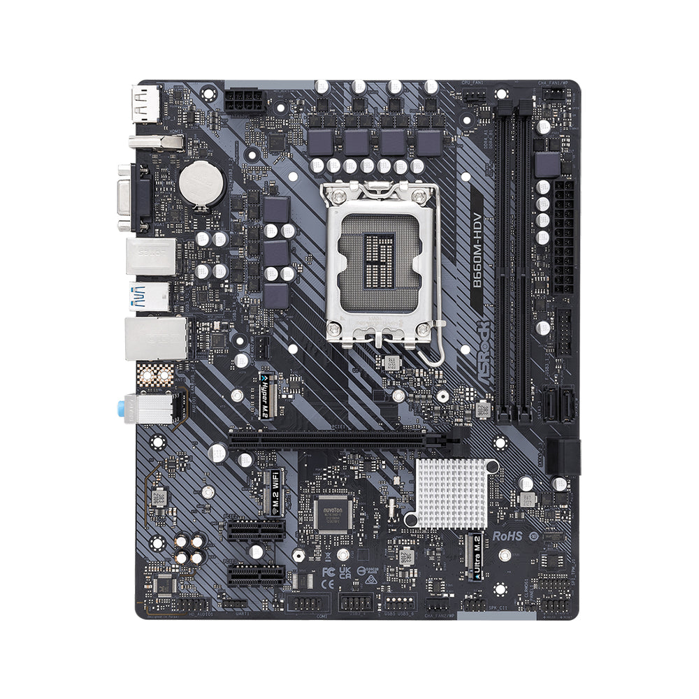 ASRock B660M-HDV Motherboard - Intel B660 LGA 1700, Micro ATX, PCIe, Max64Gb DDR4