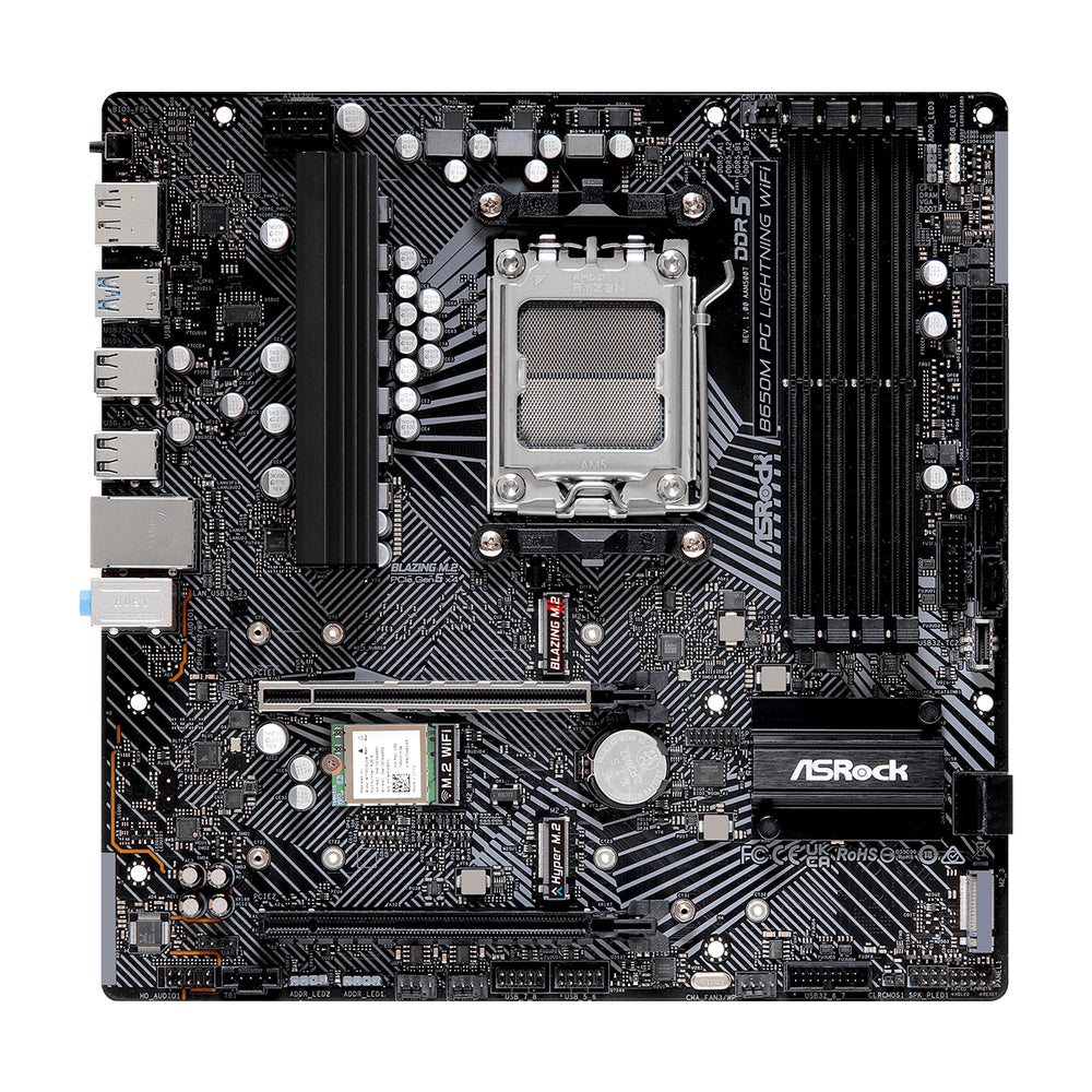 Asrock B650M PG LIGHTNING WIFI Mb - AMD AM5 MicroATX Ddr5 Pcie - Max192Gb Image 1