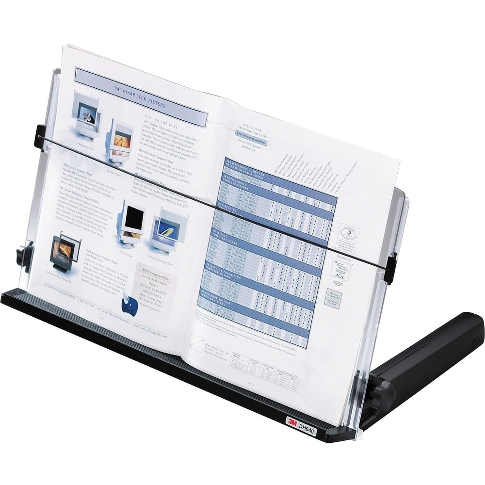 3M DH640 In-Line Freestanding Copyholder, 300 Sheet Capacity, Black/Clear Image 1