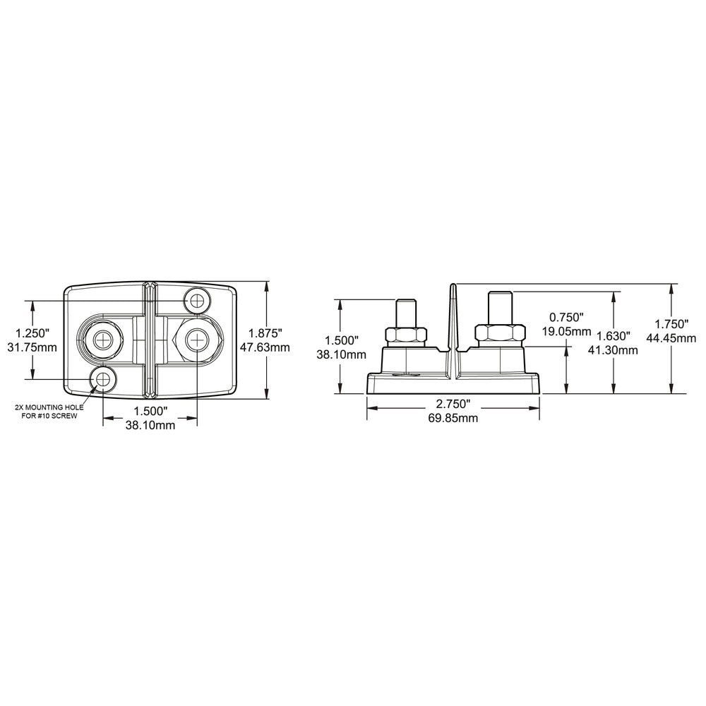 Blue Sea Systems 2018-Bss Powerpost Dual 1 X 5/16" And 3/8" Studs Insulators Image 1