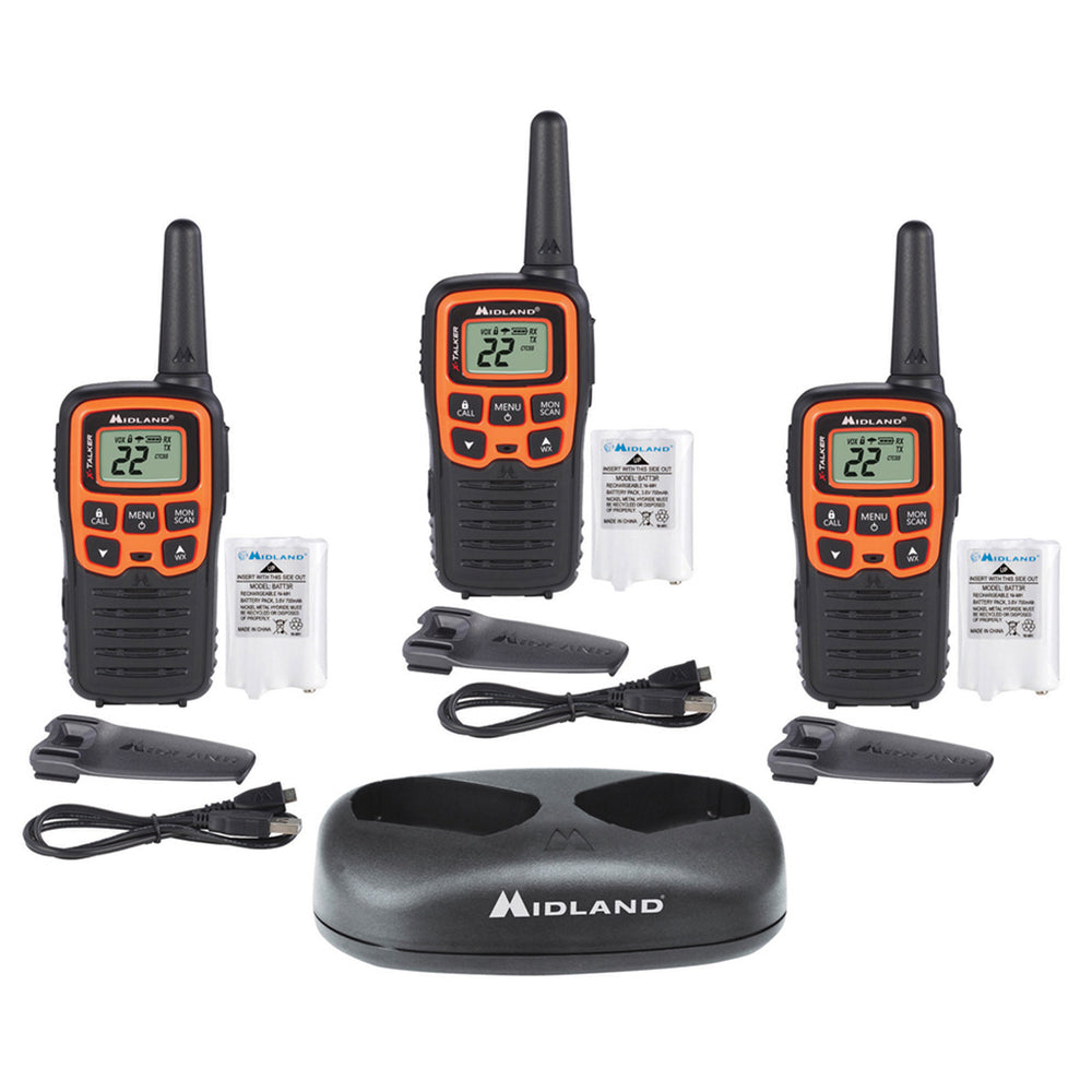 Midland-2 Way Radios T51X3Vp3 3Pk T51X-Talker 2 Radio Blk/Or 28Miles Nimh Batt Image 1