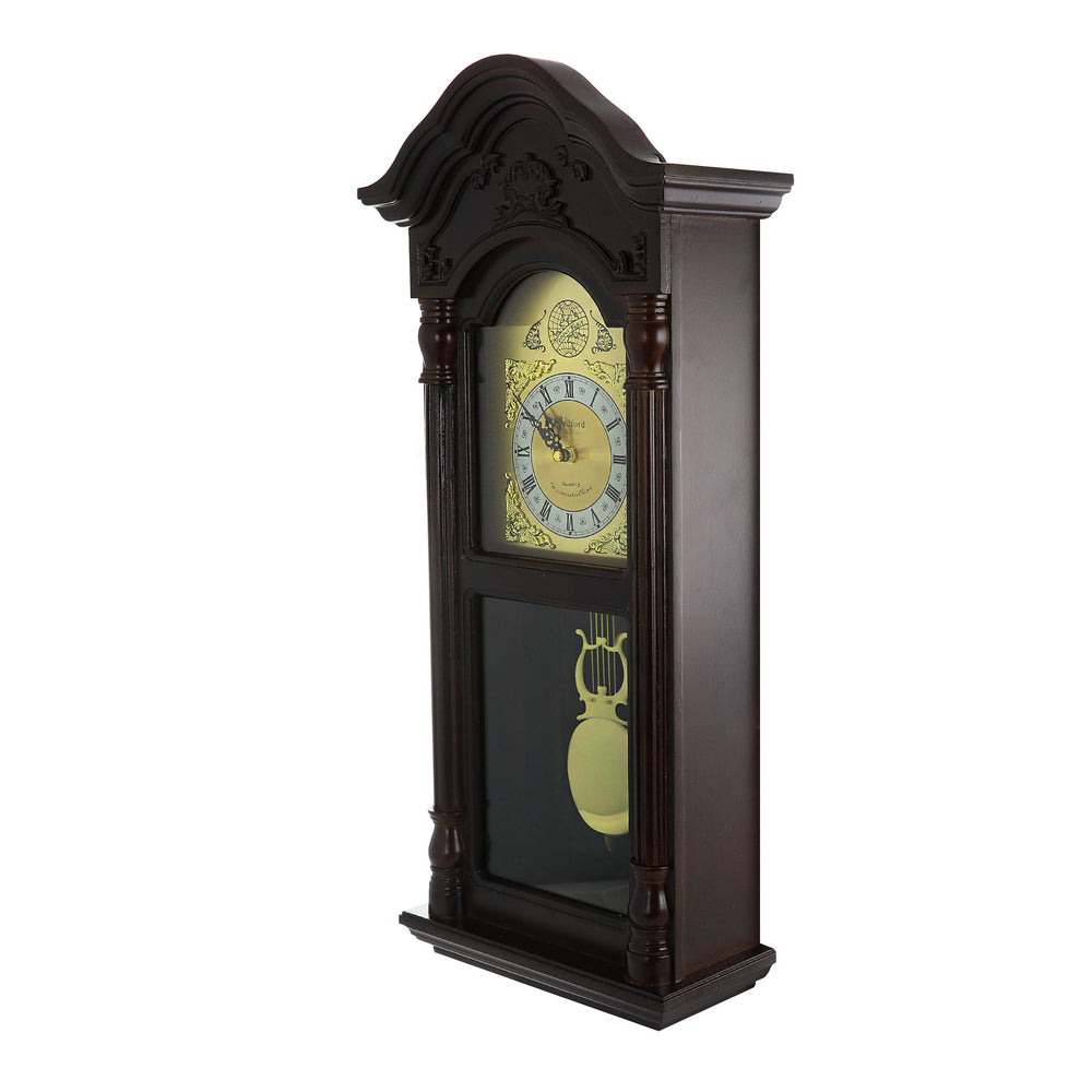 Bedford Clock Collection Bed-9018 25.5 Inch Antique Mahogany Cherry Oak Chiming Image 1