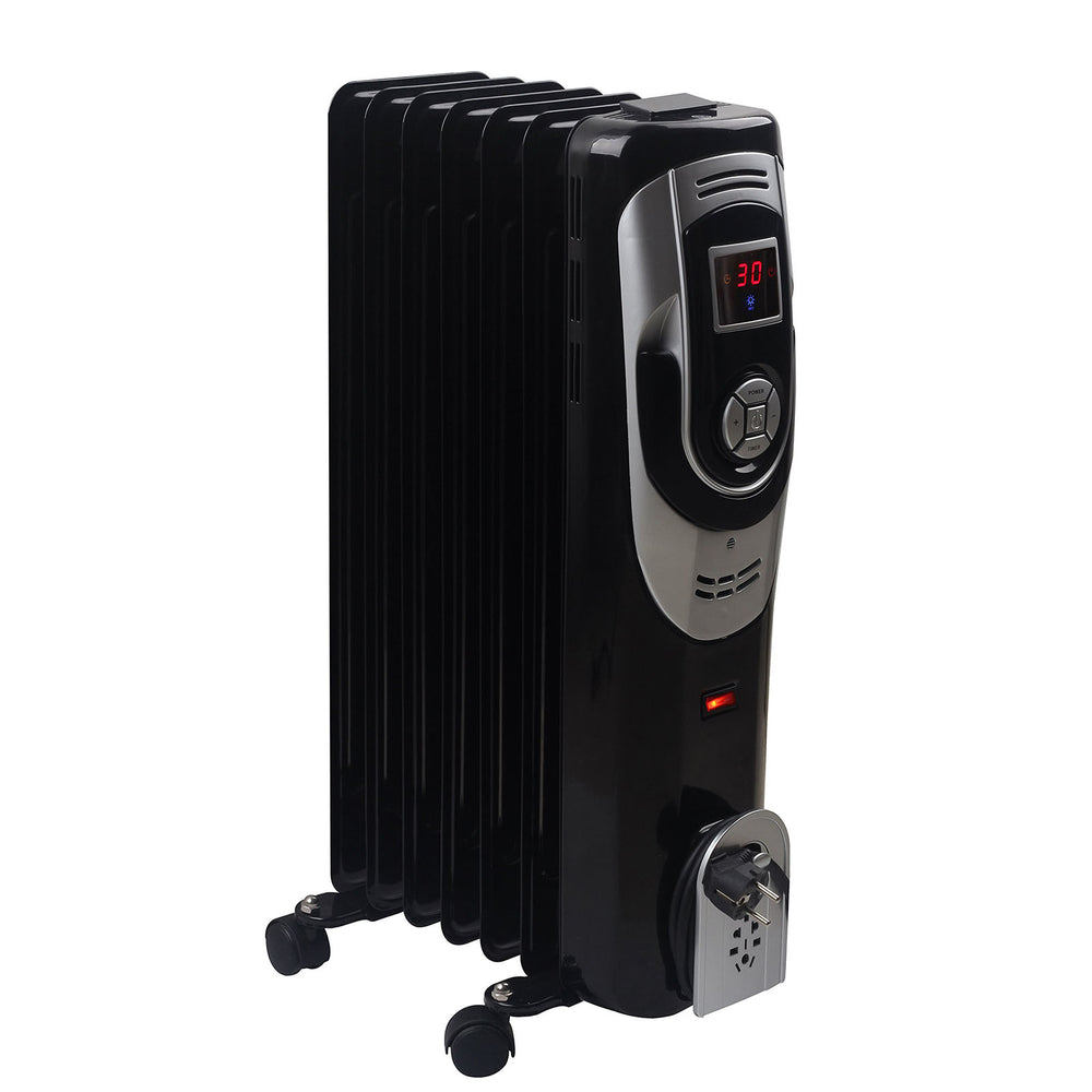 Optimus H-6015 7-Fin Oil Filled Radiator Heater with Timer Image 1