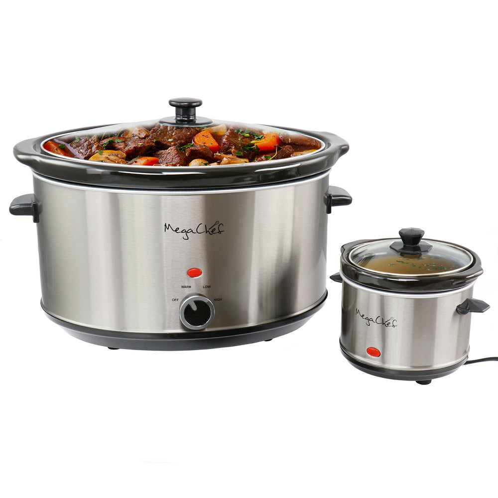 Megachef Mcsl-3000 8 Quart Slow Cooker Bouns Mini 0.6 Warmer Image 1