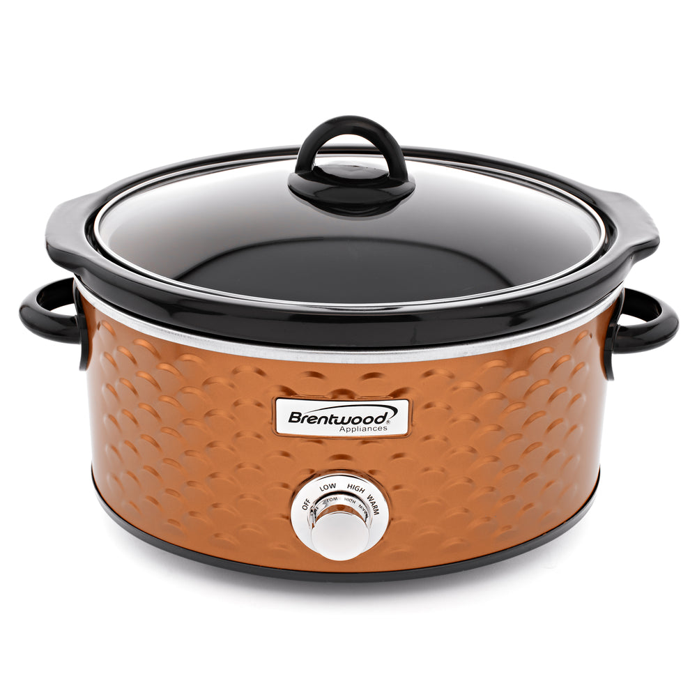 Brentwood SC-140C Slow Cooker 4.5 Quart Copper Scallop Pattern Image 1
