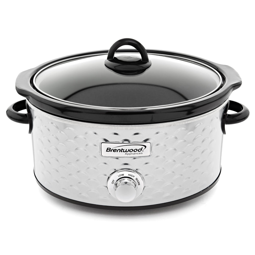 Brentwood SC-140S Slow Cooker Stainless Steel 4.5Qt Scallop Pattern Image 1