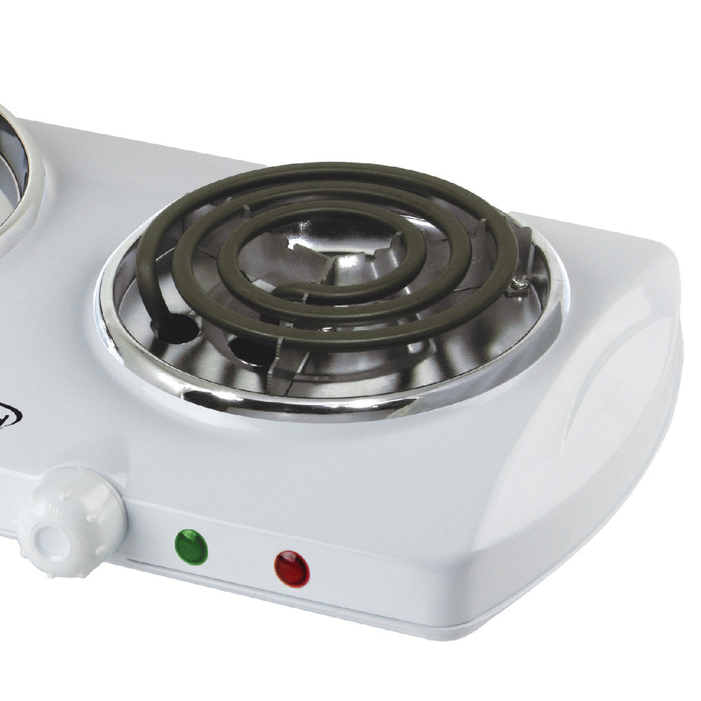 Brentwood Ts-368 Electric 1500W Double Burner Spiral White