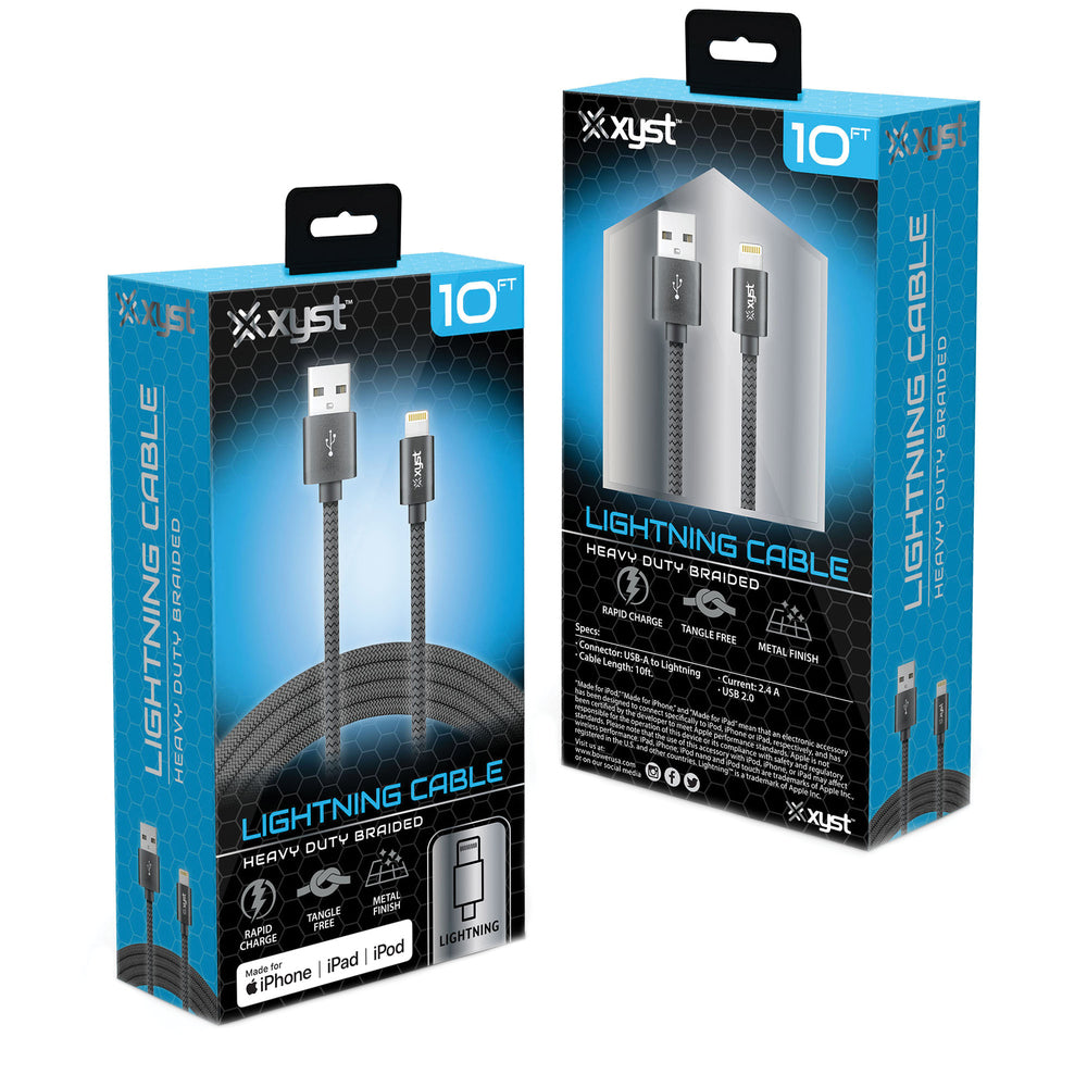 Xyst XYS-L10204B 10ft Apple Lit Cable - Black Image 1
