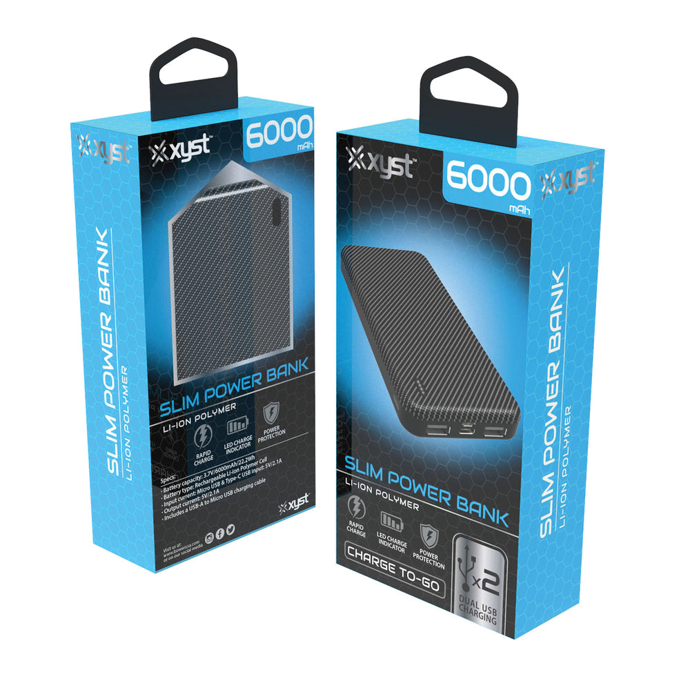 Xyst XYS-PB6TCM Portable Power Bank with Dual USB - 6,000mAh Image 1